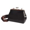 Solid Black Pu Leather Clip Bag