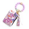 Silicone Bead PU Leather Keychain Wristlet Wallet – Pink