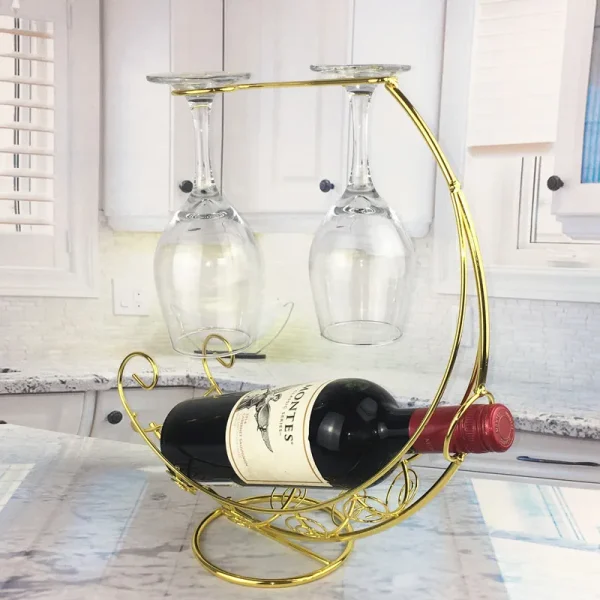 Metal Wine Rack with Glass Holder Display - Image 5