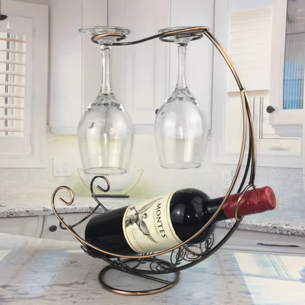 Metal Wine Rack with Glass Holder Display - Image 3