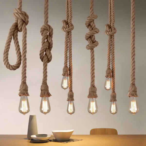 Attic Personality Vintage Hemp Rope Pendant Lights