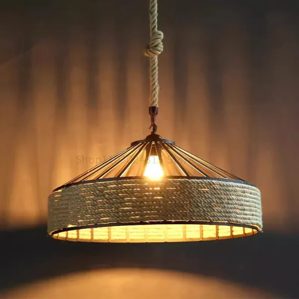 Classic Hemp Rope Hanging Pendant Lamp - Image 2