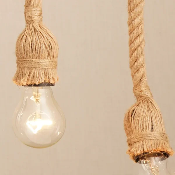 Retro Vintage Hemp Rope Head Pendant Light - Image 2