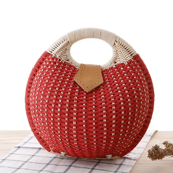 Handwoven Bohemian Rattan Beach Bag - Image 4