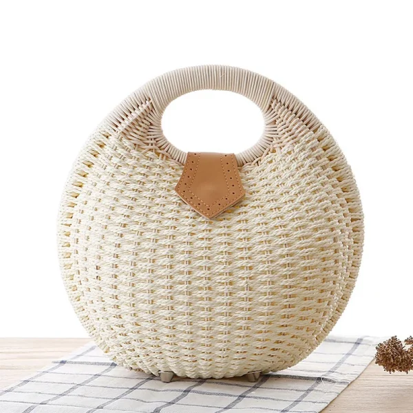 Handwoven Bohemian Rattan Beach Bag - Image 6