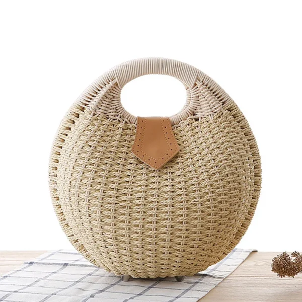 Handwoven Bohemian Rattan Beach Bag - Image 5