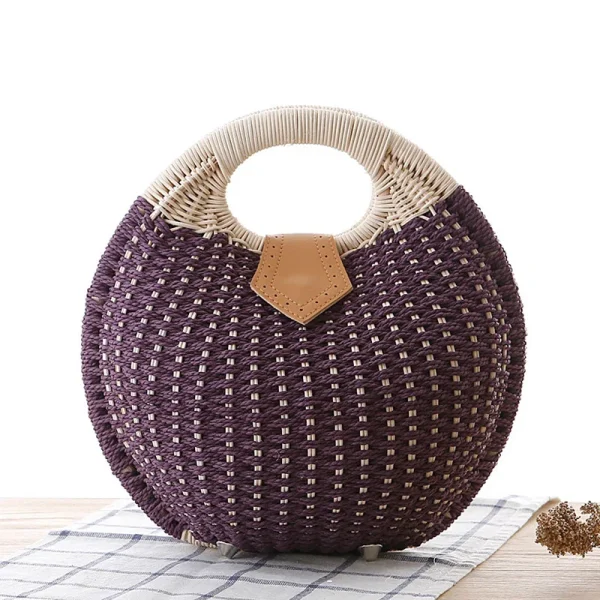 Handwoven Bohemian Rattan Beach Bag - Image 7