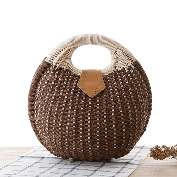 Handwoven Bohemian Rattan Beach Bag - Image 3