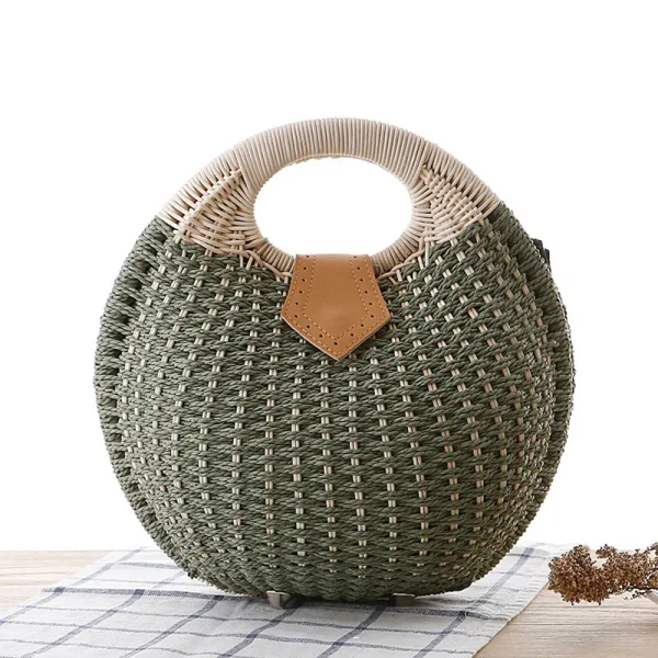 Handwoven Bohemian Rattan Beach Bag - Image 2