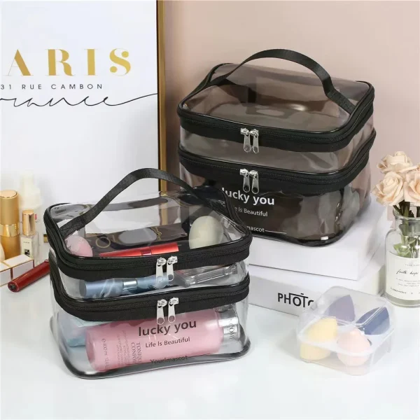 Clear Double Cosmetic Bag: Multi-Use - Image 4