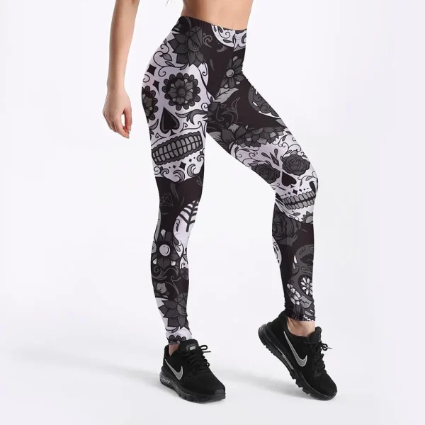 Floral Skull Women's Leggings - Image 2