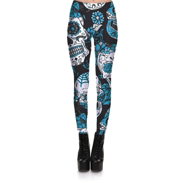 Floral Skull Women's Leggings - Image 4