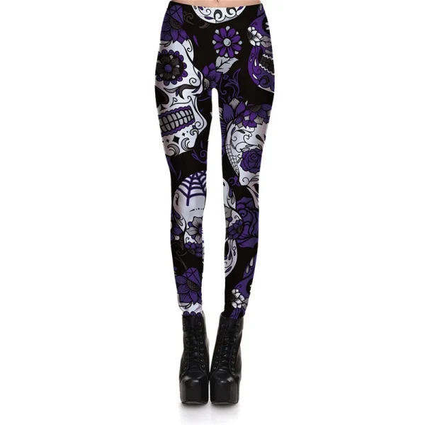 Floral Skull Women's Leggings - Image 5