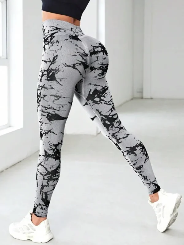 Dual-Color Peach Tie-Dye Seamless Yoga Pants