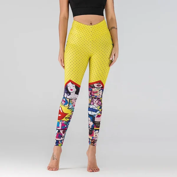 Women's Dot Cartoon Yoga Leggings - Image 4