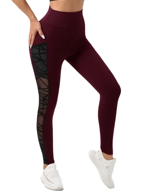 Seamless High Waist Push-Up Mesh Leggings - Image 2