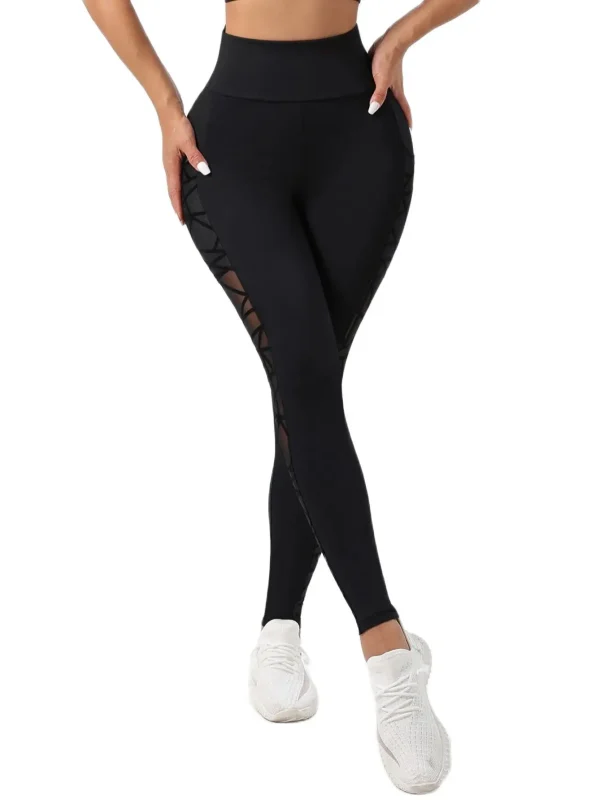 Seamless High Waist Push-Up Mesh Leggings - Image 3