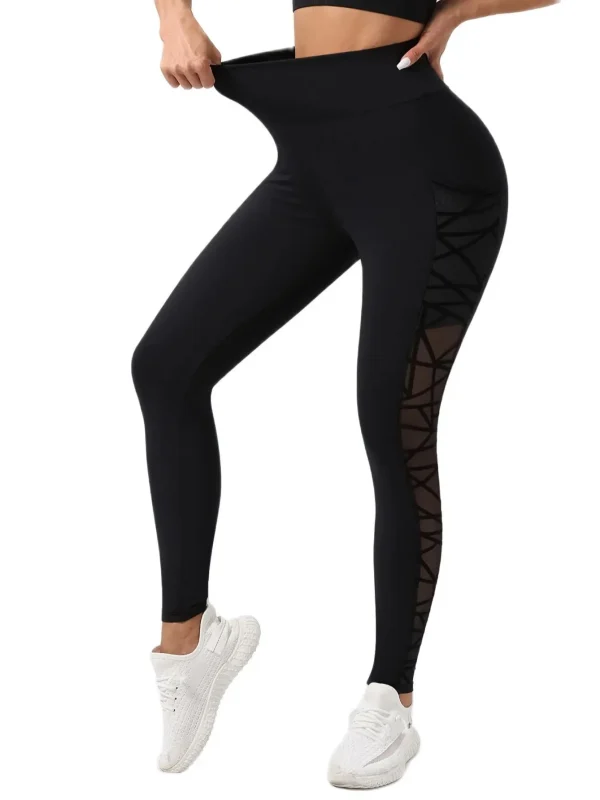 Seamless High Waist Push-Up Mesh Leggings - Image 4