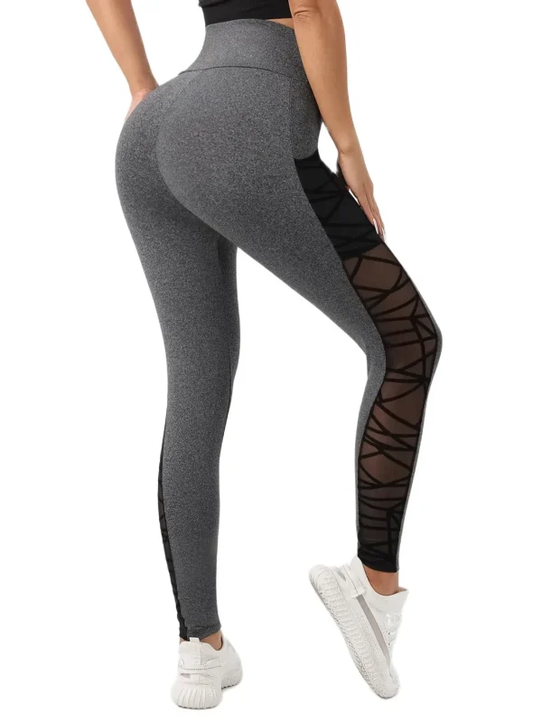 Seamless High Waist Push-Up Mesh Leggings - Image 6