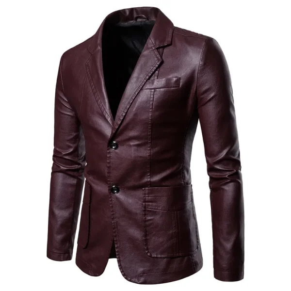 PU Leather Casual Blazer Jacket - Image 5