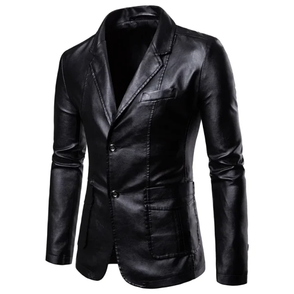 PU Leather Casual Blazer Jacket