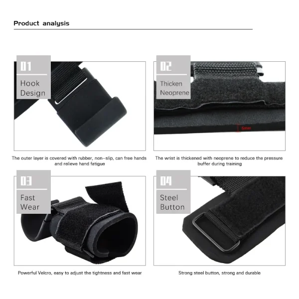 Weight Lifting Hook Grips with Wrist Wraps - Image 8