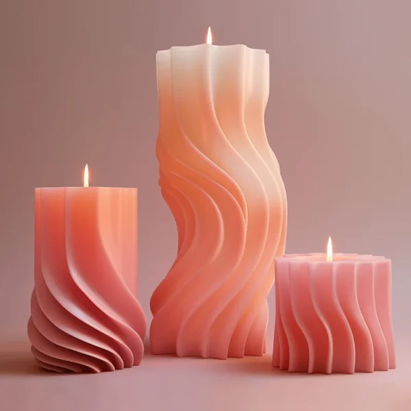 Unique Wave Pillar Candle Mold - Silicone for Resin, Gypsum & Wax - Image 3