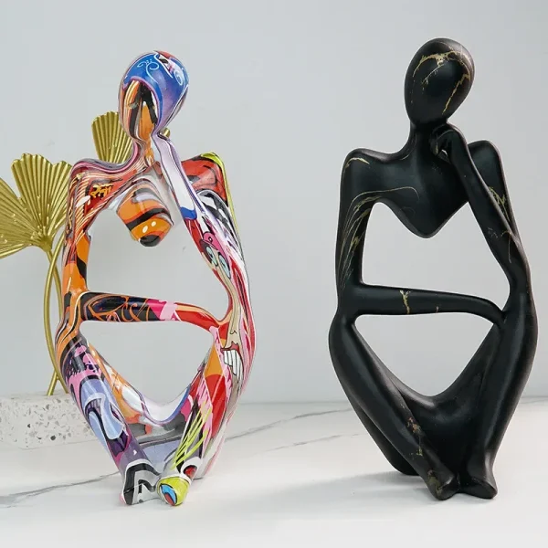 Bold Colorful Resin Thinker Sculpture - Image 2