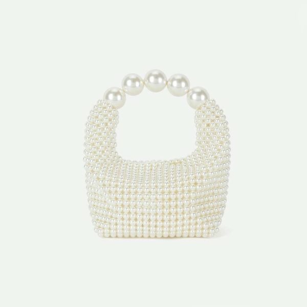 Women's Artificial Pearl Handwoven Beaded Bag - Image 3