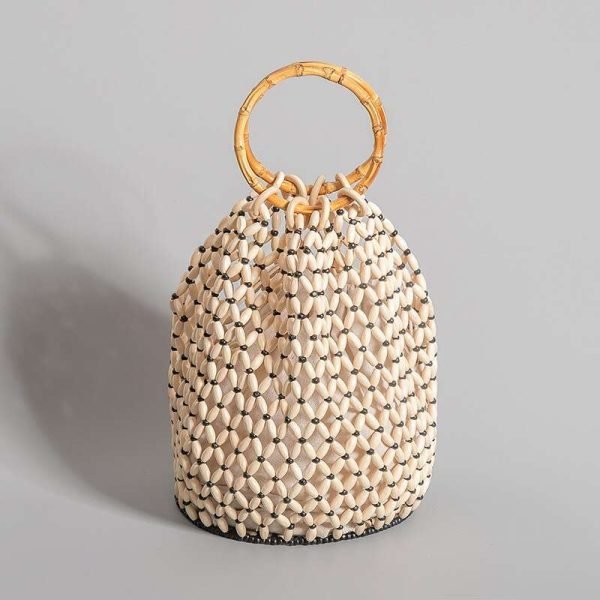 Wood Bead Woven Bamboo Knot Handbag - Image 2