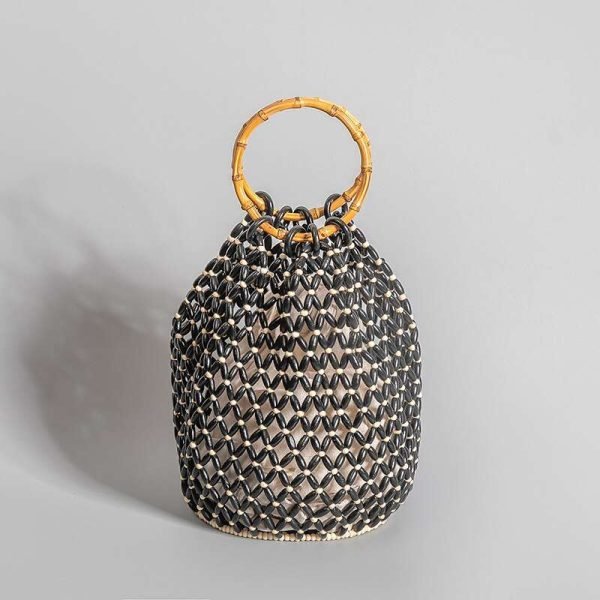 Wood Bead Woven Bamboo Knot Handbag - Image 3