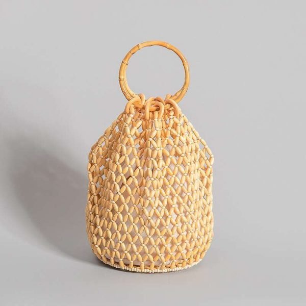 Wood Bead Woven Bamboo Knot Handbag - Image 6