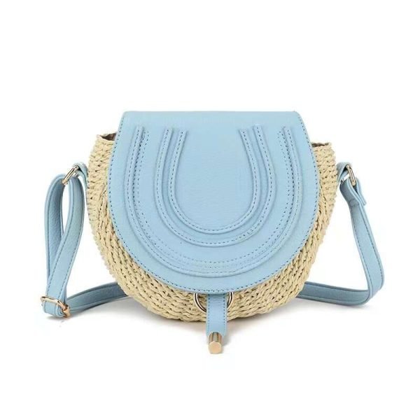 Bag Hand-woven Straw PU Leather Bag - Image 2