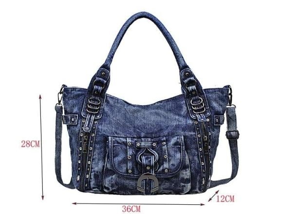 Retro Washed Denim Women Shoulder Bag - Image 5