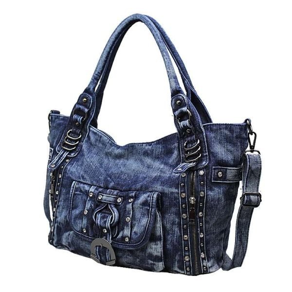 Retro Washed Denim Women Shoulder Bag - Image 2