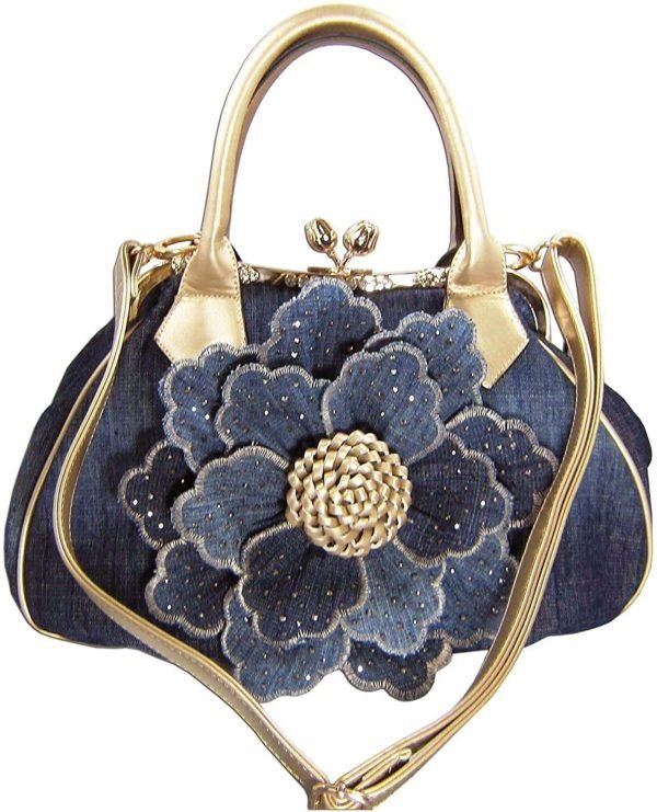 Denim Satchel Messenger Tote Bag - Image 2