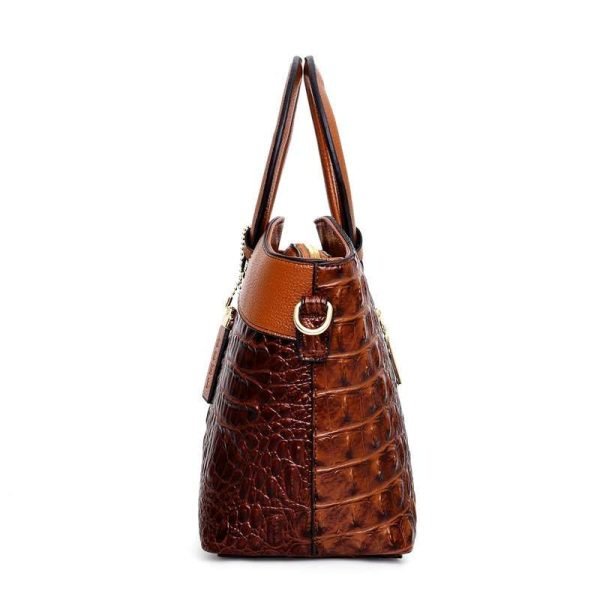 Women's Vintage Crocodile Pattern Handbag - Image 3