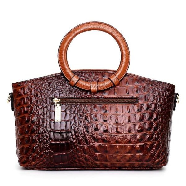 Women's Vintage Crocodile Pattern Handbag - Image 2