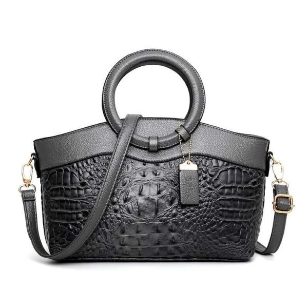 Women's Vintage Crocodile Pattern Handbag - Image 7