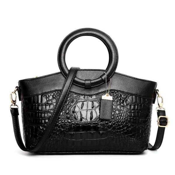 Women's Vintage Crocodile Pattern Handbag - Image 5