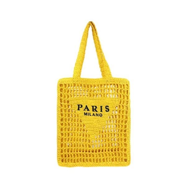 Raffia Straw Hollow Beach Bag - Image 3