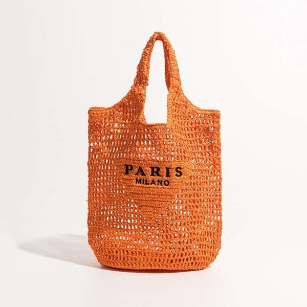 Raffia Straw Hollow Beach Bag - Image 2