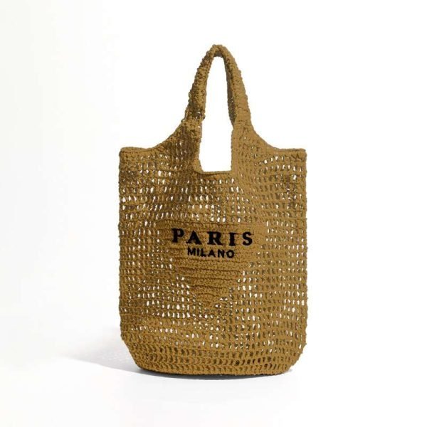 Raffia Straw Hollow Beach Bag - Image 4