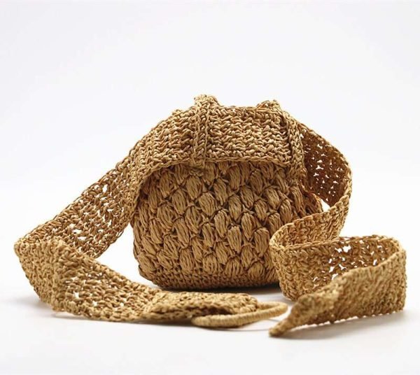 Handmade Straw Woven Waist Bag - Image 5