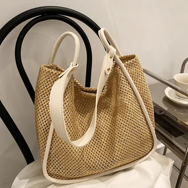 Straw Large Woven Shoulder Bag - Image 5