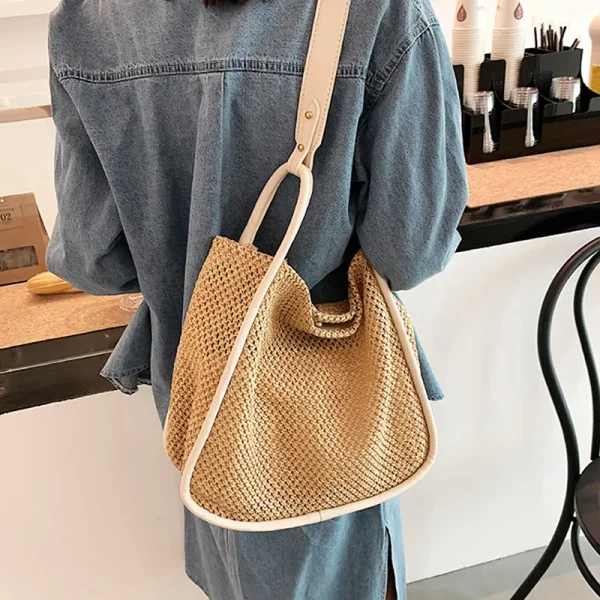 Straw Large Woven Shoulder Bag - Image 6