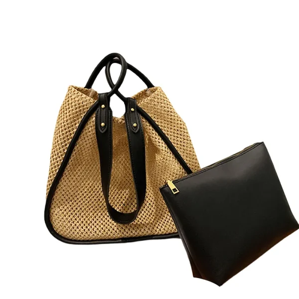 Straw Large Woven Shoulder Bag - Image 3