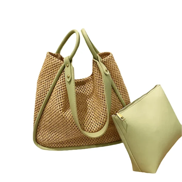 Straw Large Woven Shoulder Bag - Image 2