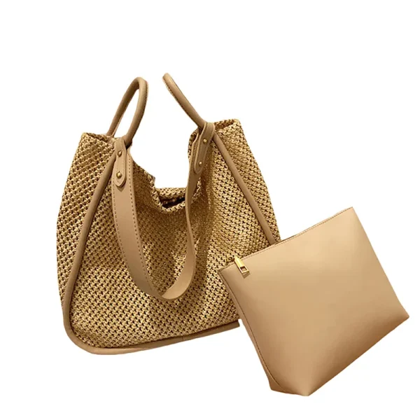 Straw Large Woven Shoulder Bag - Image 4