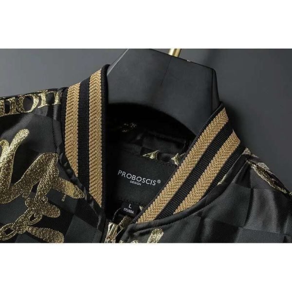 Bomber Jacket with Gold-Stamped Print - Image 5